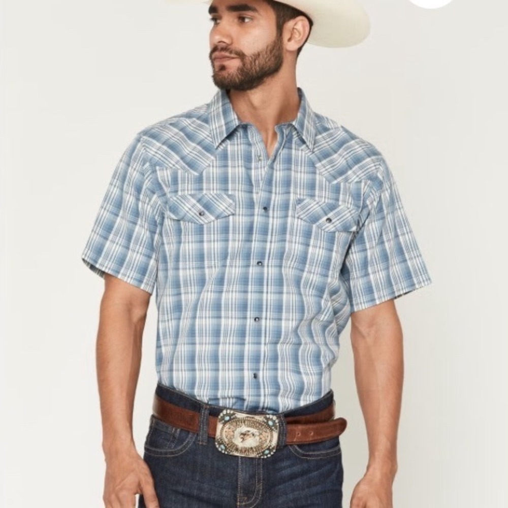 Cody James Briggs Plaid Western Shirt‎ Blue 2XT New With Tags